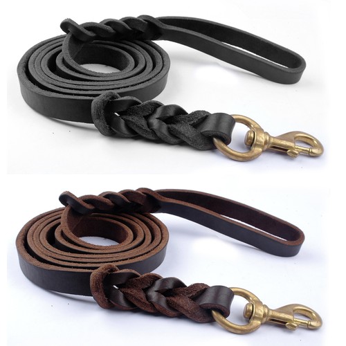 Genuine leather braided dog - braided,