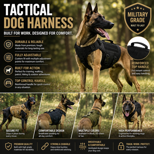 Tactical dog harness - tactical, k9